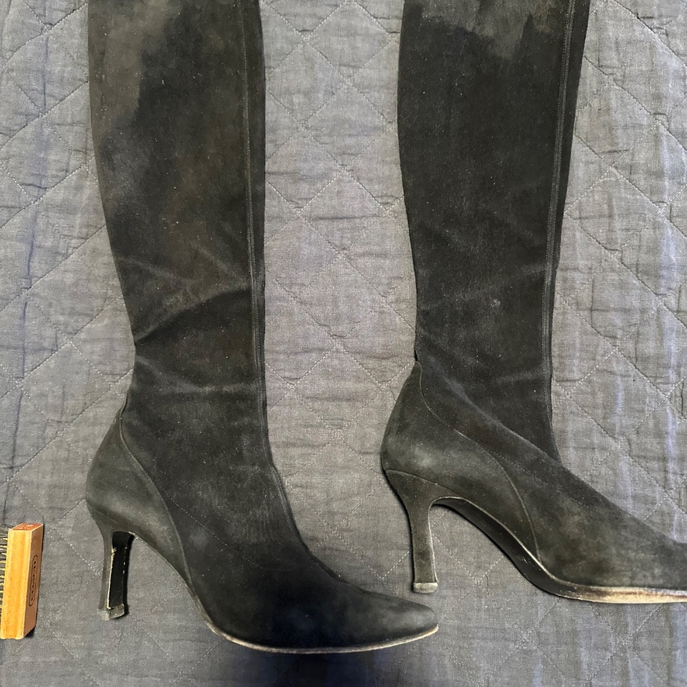 STUART WEITZMAN BLACK STRETCH SUEDE BOOTS SIZE 7.5